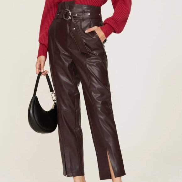 Marissa Webb x RTR Split-Hem Faux Leather Pants – Purple – Size 6 - Picture 1 of 10